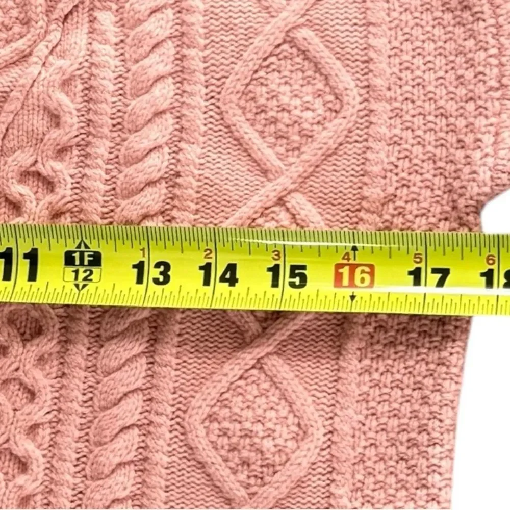 J. Crew Patchwork Cable Knit Wool Blend Pink Tunic Sweater Heather Dusk. XXS.